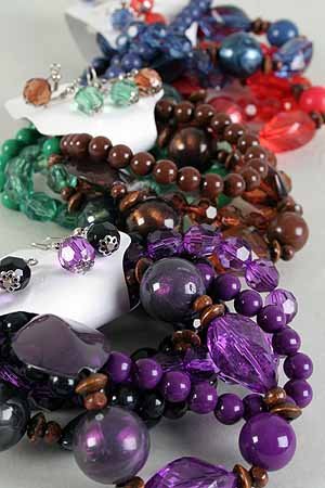 Bracelet & Earring Sets Large Lucite ball W Wooden Bead Mix/DZ **NEW** 6 Color Asst