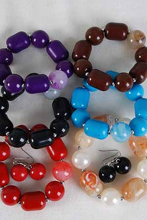 Bracelet & Earring Sets Large Lucite MarbleStretch/dz **NEW** Stretch,6 Color asst