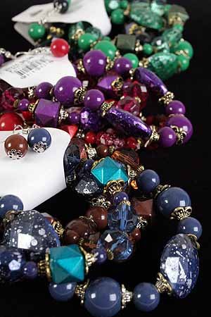 Bracelet & Earring Sets Lucite Block & Beads/DZ **NEW** 6 Color Asst Stretch