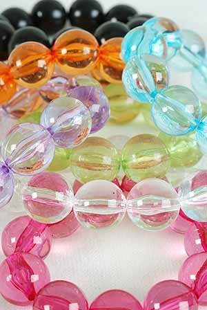 Bracelet 24mm Ball Transparents,Stretch/DZ ,7 Color Asst,Stretch