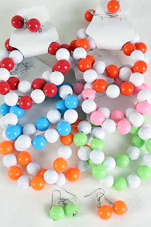 Bracelet 2string 16mm Solid beads,Stretch 6 Color Asst/DZ 6 color asst