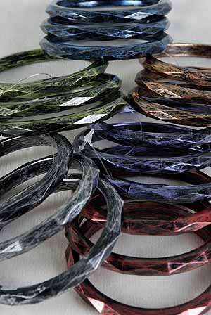 Bracelet 3Pcs Bangles Metallic W Brush Finish,Dialmond Cut/DZ 6 Color Asst,3"' Wide