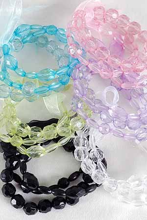 Bracelet 3pcs Lucite Crystals, Stretch/DZ ** New Arrival** 6Color Asst