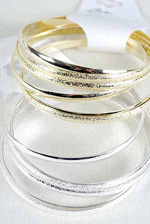 Bracelet 6pcs Bangle Metal 3'' Wide /DZ Choose Gold Or Silver Finish