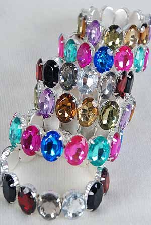 Bracelet acrylic Stone Stretch/dz ** New Arrival**Color Asst