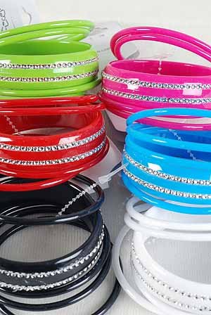 Bracelet Bangle 5pcs Acrylic Color Asst/DZ 8 Assorted color - KBR0260