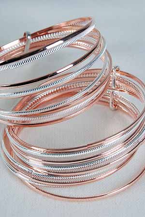 Bracelet Bangle 8pcs Copper With Silver Mix/DZ **New Arrival** Copper & Silver Mix