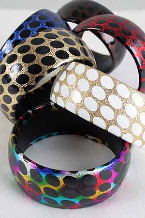 Bracelet Bangle 3'' Wide Patten Leather W Dots/DZ **NEW** Fall Sellection,6 Color Asst