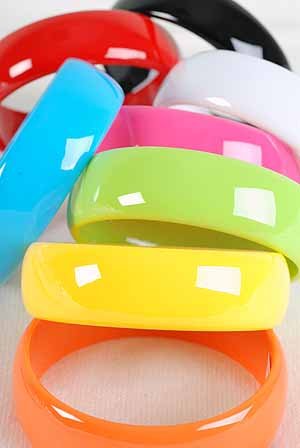 Bracelet Bangle 3'' Wide Solid Color Asst/DZ 8 Color Asst,3'' Wide