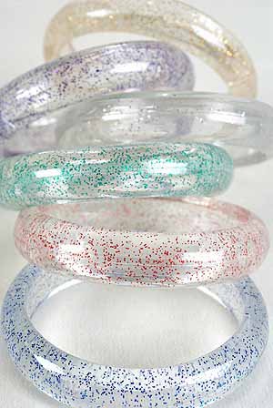 Bracelet Bangle Acrylic With Glitters 3'' Wide/DZ 6 Color Asst