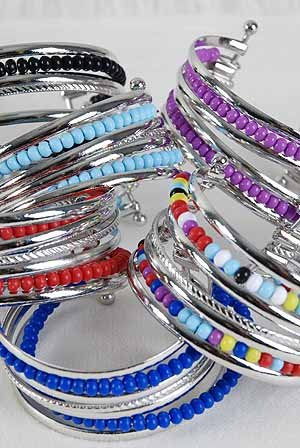 Bracelet Bangle Color Beads color Asst/DZ ** New Arrival** 6 Color Asst