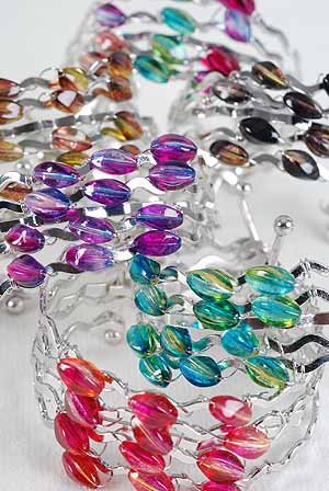 Bracelet Bangle Ovel Transparent Beads/DZ ** New Arrival** 6 Color Asst