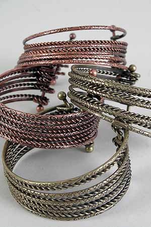 Bracelet Bangle Wide Antique Copper& BrassFinish Mix/DZ **New** Dior Look,Copper & Brass Mix