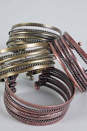Bracelet Bangle Wire Antique Copper & Brass Mix/DZ **New Copper Gold Mix,Dior Look Like