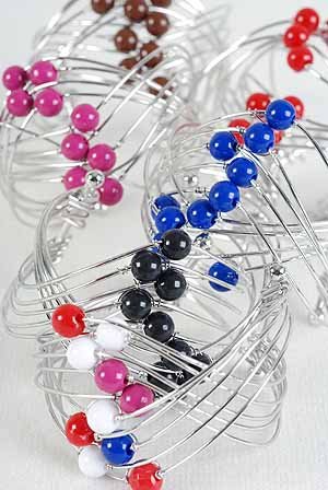 Bracelet Bangle Wire With Solid Beads Color Asst/DZ **New Arrival** 6 Color Asst