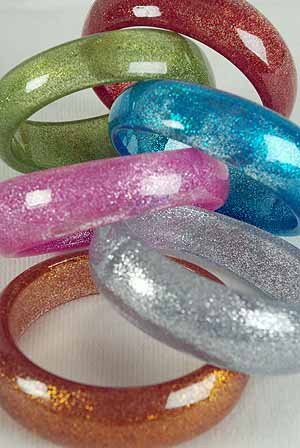Bracelet Bangle Poly With Glitters 3'' Wide/DZ **NEW** 6Color Asst