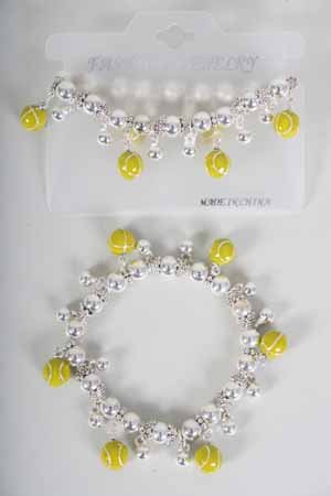 Bracelet CC Beads W Tennis Epoxy Stretch/DZ ** New Arrival** Stretch