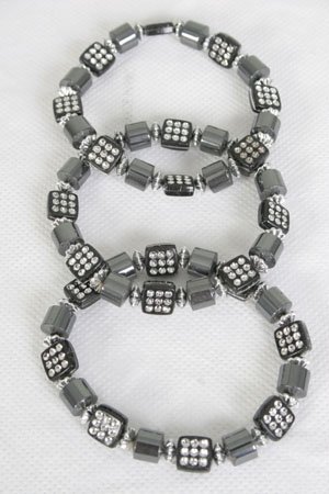 Bracelet Hematite Squar & Round shape Mix/Dz **Stretch** New Arrival