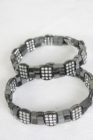 Bracelet Hematite With Squar Blocks/DZ **Stretch** New arrival