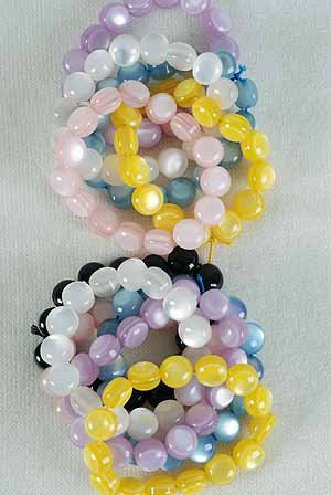 Bracelet Lucite Round Pearl Finish/DZ **Stretch** Color Asst