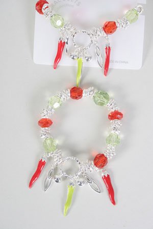Bracelet Lucite With Chilis Stretch/DZ ***New Arrival***