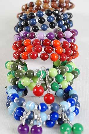 Bracelets & Earring Sets Flexable W Solid Beads/DZ **NEW** 6 Color Asst,Flexable