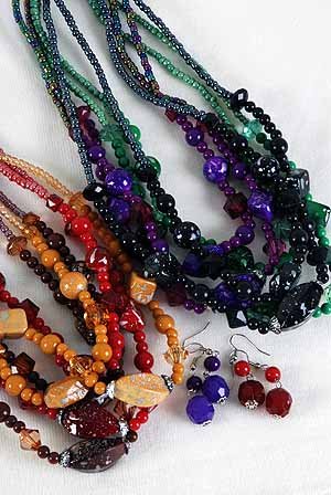 Necklace Set Lucite W Glitter Block & Neads 24''/DZ /dz **NEW** Winter Color Asst 24'',6 color asst