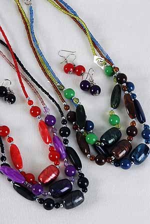 Necklace Set Silky Marble Look W Beads 24''/dz **NEW** Dior loke like,6 Color Asst