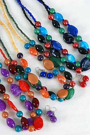 Necklace Set Silky Marble W Color Bead Asst 244''/DZ **NEW** Winter Sellection,6 Color Asst