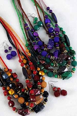 Necklace Sets Bead W Spray Block/FZ **NEW** Winter Sellection,6 Color Asst
