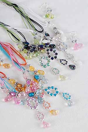 Necklace Sets Cast Lucite AB Stone W Teardrops/DZ ** New Arrival** Color Asst