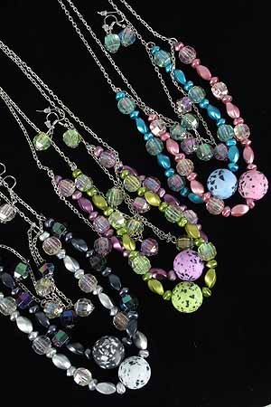 Necklace Sets Lucite W KLarge Poly Ball/DZ ** New Arrival** 6 Color Asst