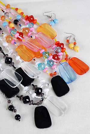 Necklace Sets Lucite With Oblong Block/DZ ** New arrival** 6 Color Asst