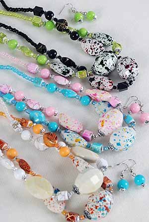 Necklace Sets Lucite W Spray Blocks/DZ ** New Arrival** 6 Color Asst