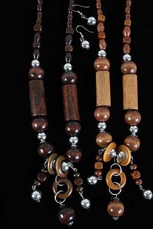 Necklace Sets Wood Color Asst 24''/DZ **NEW** 6 Color Asst