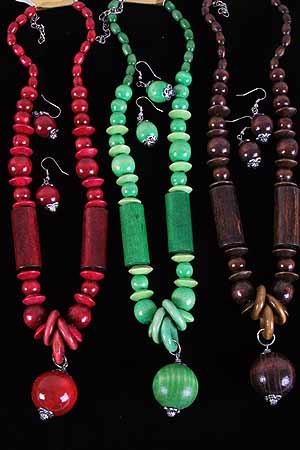 Necklace Sets Wood Color Asst 24''/DZ **NEW** 6 Color Asst