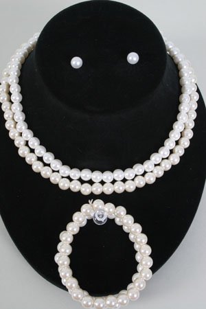 Pearl Necklace Set 8mm With Bracelet 18''/DZ Choose cream Or white Pearls