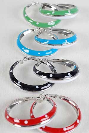 Earrings Epoxy Polkadot color Asst 2"x2"/DZ 2"x2" 6 Color Asst