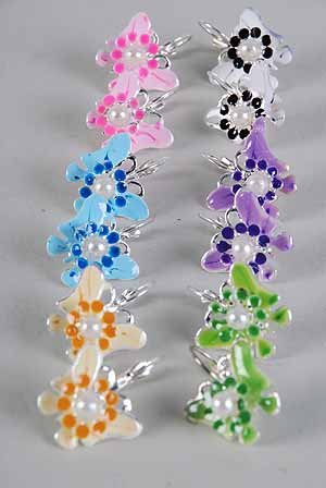 Earrings Butterfly Epoxy W Pearl/DZ ** New Arrival** Color Asst