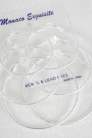 Earring 3 Pair Mesh Hoop Silver 2" 2.5" 3" 3Size mix/dz Silver