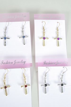 Earring Cross Color Asst/DZ ** New arrival**