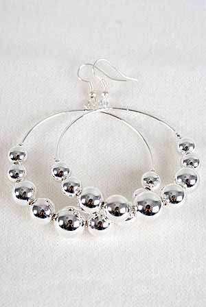Earrings Silver Circle W CC Beads 2''/DZ