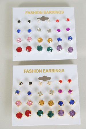 Earrings 12 Per Color Studs Multi/DZ Choose Colors Gold Multi; Silver Multi
