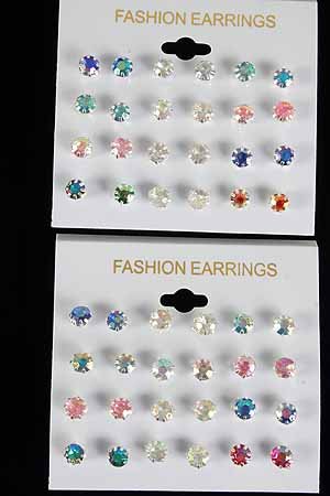 Earrings 12pcs Color Stud Pastel AB/DZ **NEW** Pastel AB Color Mix,Choose Gold Or Silver Finish