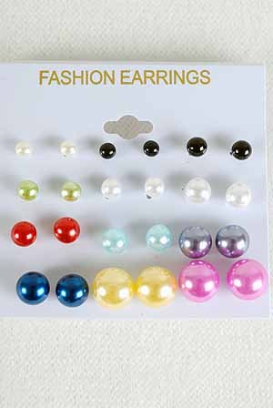 Earrings 12per ABS Pearl Multi Color Asst/DZ **NEW** ABS pearl Multi Color Asst