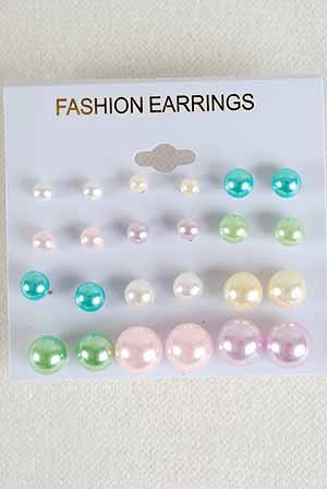Earrings 12per ABS Pearl Pastel Color Asst/DZ **NEW** Pastel Color Asst