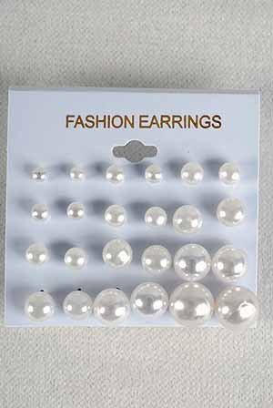 Earrings 12per White Pearls mix sizes/dz White