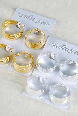 Earrings 2Per Large Metal Hoops/DZ ** New Arrival** Choose Gold or Silver