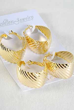 Earrings 2per Large Oval Metal Hoops Gold/DZ Gold