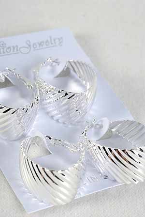 Earrings 2per Large Ovel Metal Hoops Silver/DZ Silver